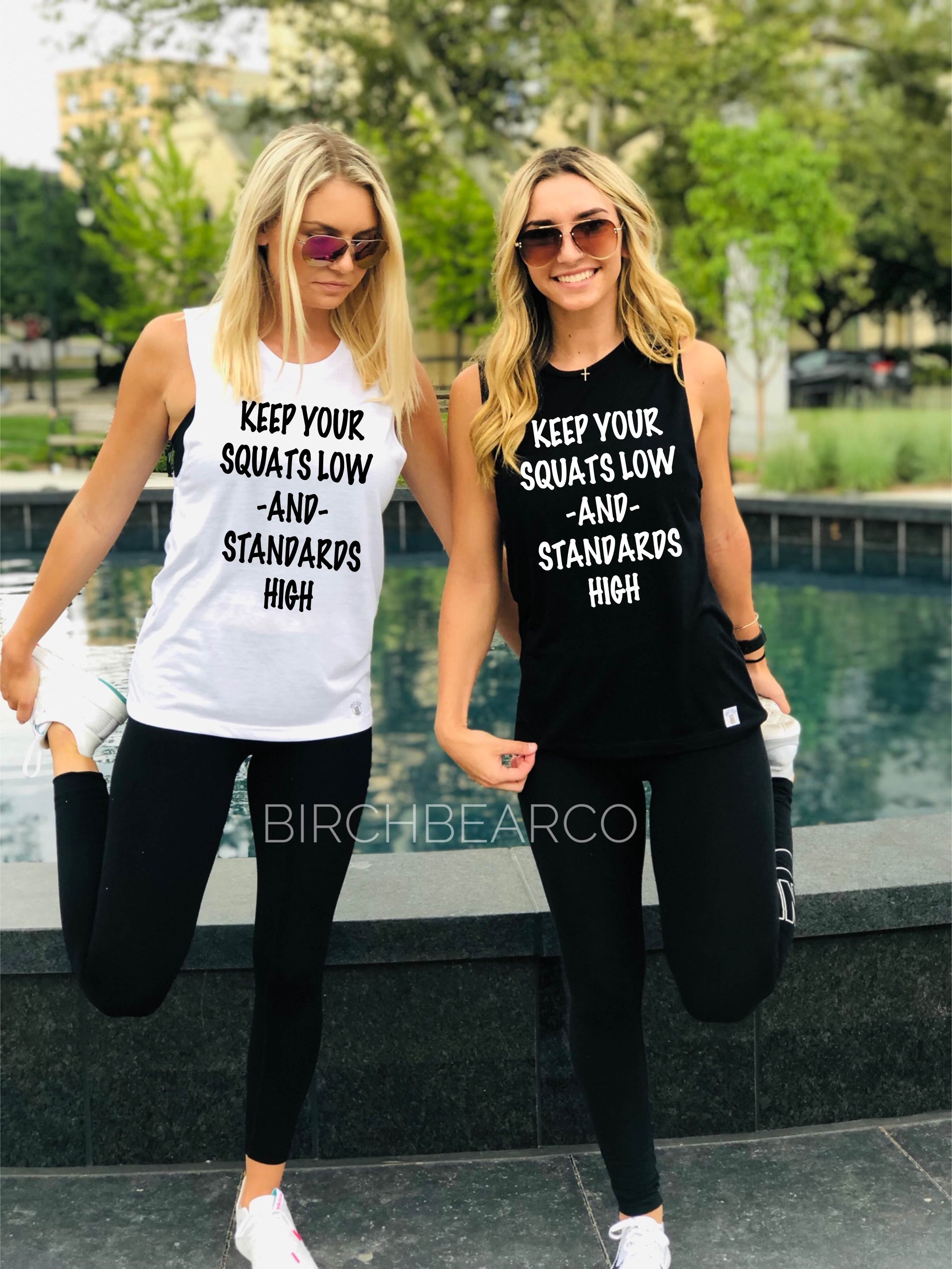 Squats Low Standards High Yoga Shirts Yoga T Shirt Yoga Tops Funny Workout Shirt Women s Yoga Tank Top T Shirt High Quality graphic t shirts