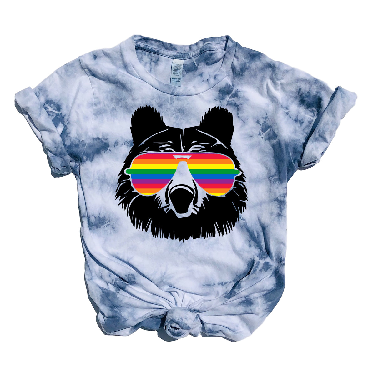 Rainbow Bear Shirt | Unisex Tie Dye Crew | High Quality graphic t-shirts